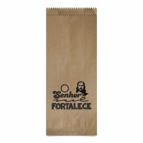 Saquinho Kraft Simples Personalizado - o Senhor Me Fortalece