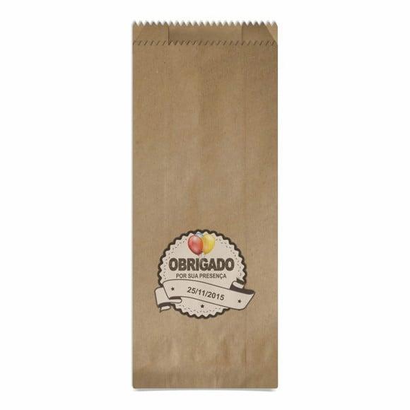 SAQUINHO KRAFT SIMPLES PERSONALIZADO - OBRIGADO