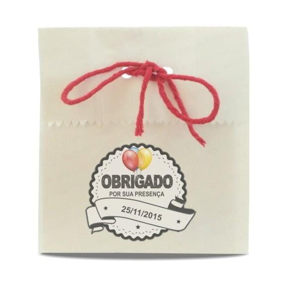 SAQUINHO PAPEL PERSONALIZADO - OBRIGADO PELA PRESENÇA
