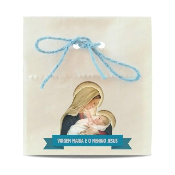 SAQUINHO PAPEL PERSONALIZADO - VIRGEM MARIA E MENINO JESUS