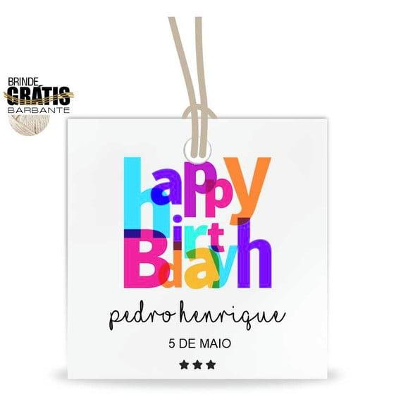Tag aniversário quadrada