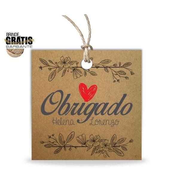 Tag casamento quadrada agradecimento