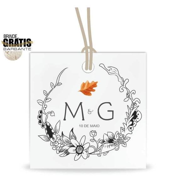 Tag casamento quadrada floral