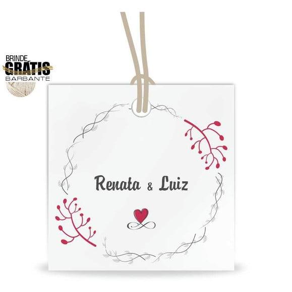 Tag casamento quadrada floral