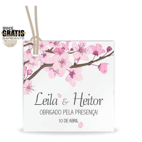 Tag casamento quadrada floral