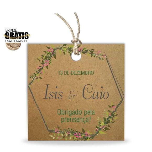 Tag casamento quadrada floral
