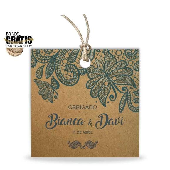 Tag casamento quadrada renda