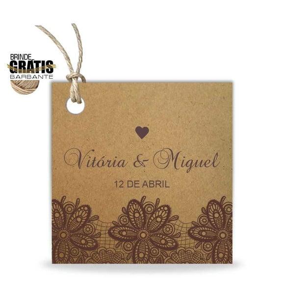 Tag casamento quadrada renda