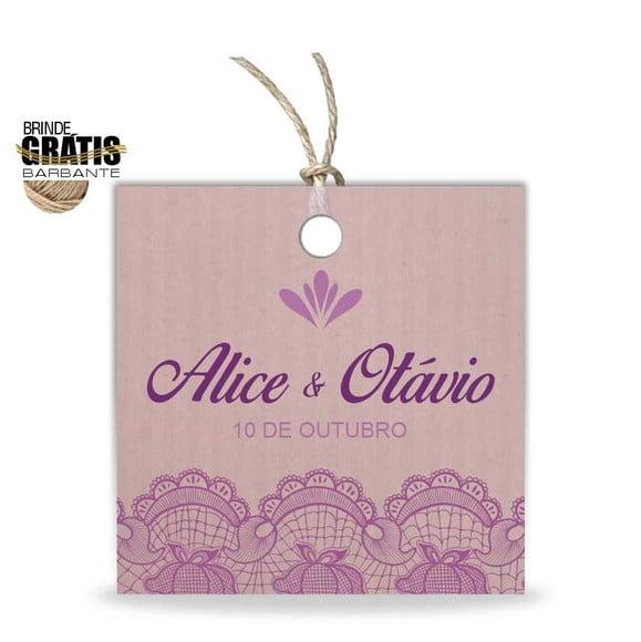 Tag casamento quadrada renda