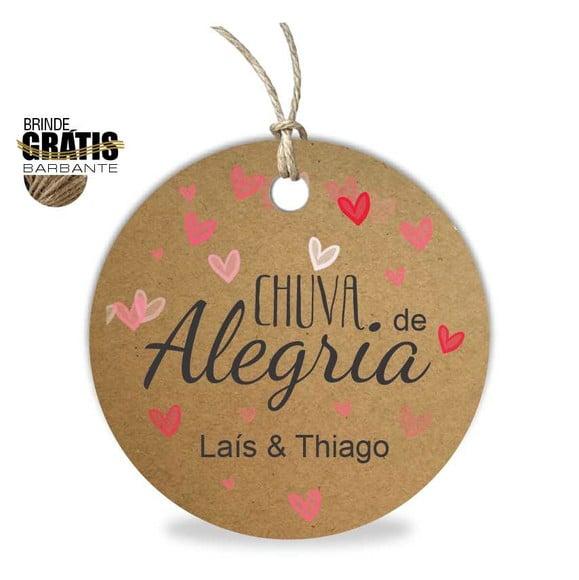 Tag casamento redonda chuva de alegria