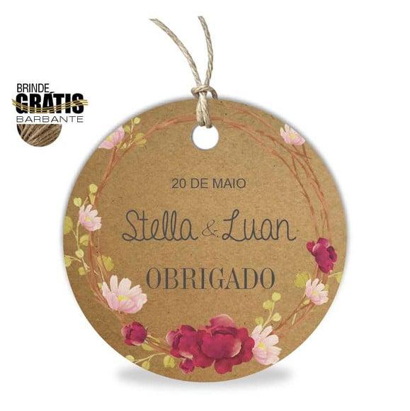 Tag casamento redonda floral