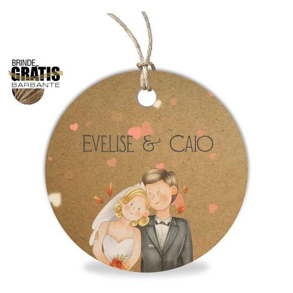 Tag casamento redonda noivinhos