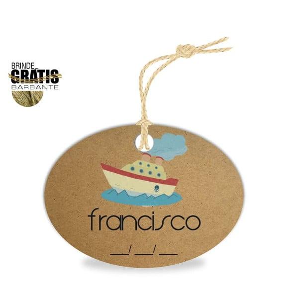 Tag infantil oval barquinho