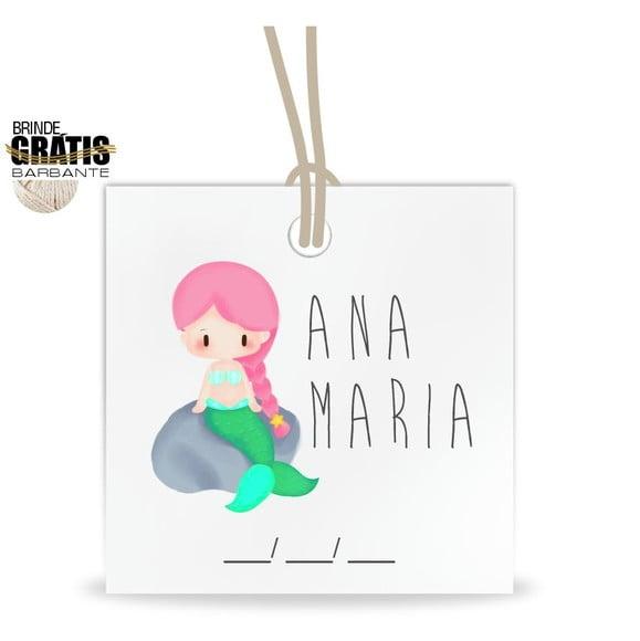 Tag infantil quadrada sereia