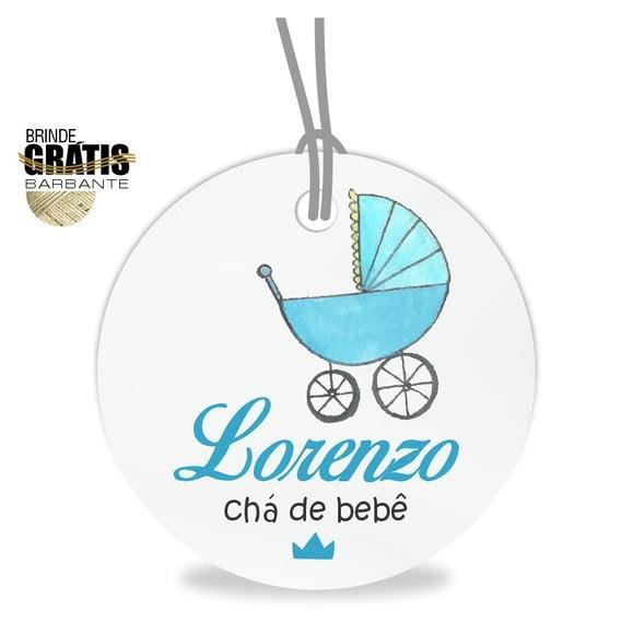 Tag infantil redonda carrinho bebê menino