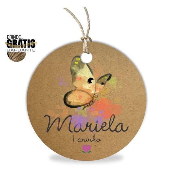 Tag infantil redonda borboleta