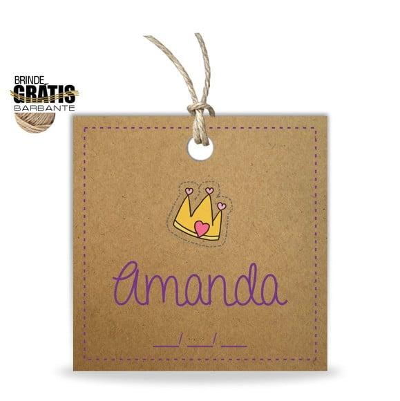 Tag infantil redonda quadrada princesa