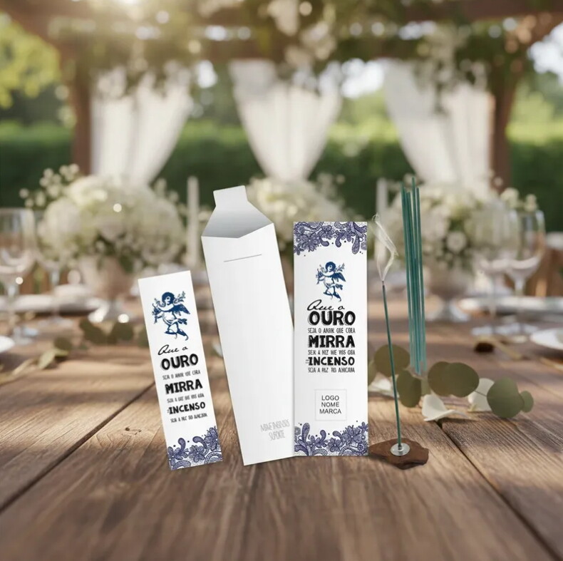Lembrancinha Religiosa Kit Incenso Querubim Anjo Azul Kraft - 24 