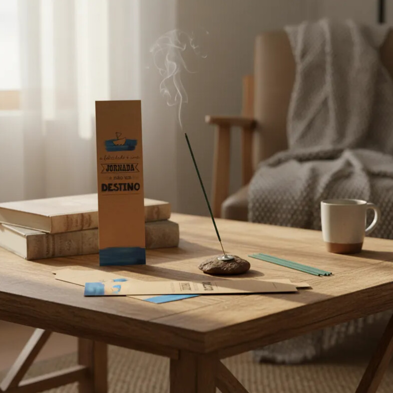 Lembrancinha Kit Incenso Japonês Barquinho Aquarela Azul - 24 un