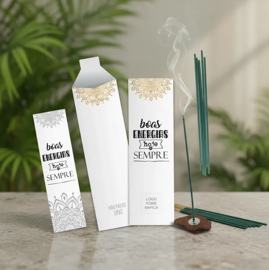 Kit Incenso Personalizado Mandala Dourada Zen Lembrancinha - 24un