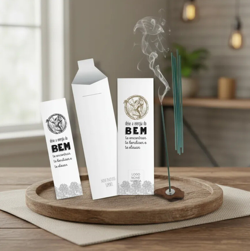 Kit Incenso Personalizado Anjo Vintage Lembrancinha Kraft - 24un