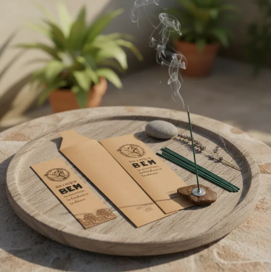 Kit Incenso Personalizado Anjo Vintage Lembrancinha Kraft - 24un