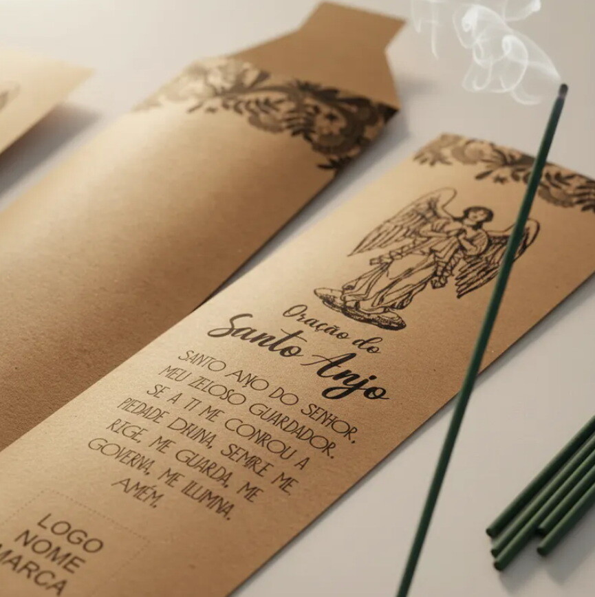 Kit Incenso Personalizado Oração do Santo Anjo Lembrancinha - 2