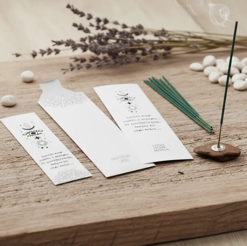 Kit Incenso Personalizado Místico Olho Mandala Branco Mimo - 24u