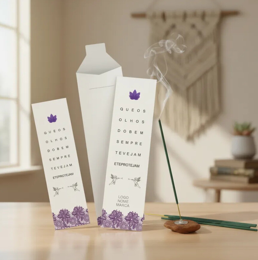 Kit Incenso Personalizado Anjos Querubins Renda Violeta Mimo - 24