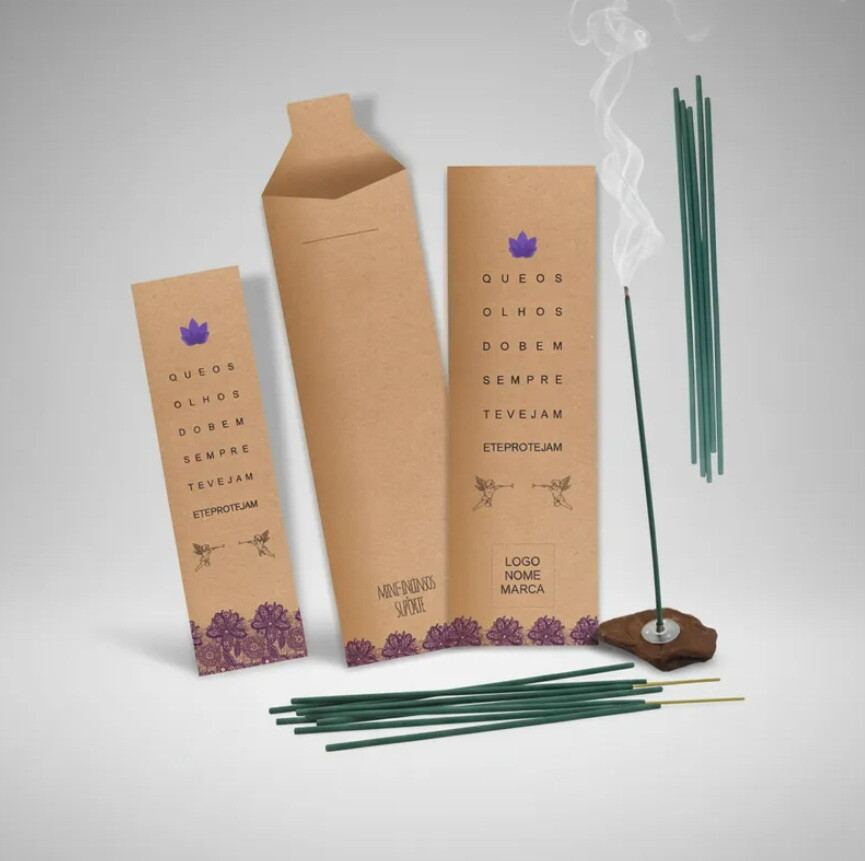 Kit Incenso Personalizado Anjos Querubins Renda Violeta Mimo - 24