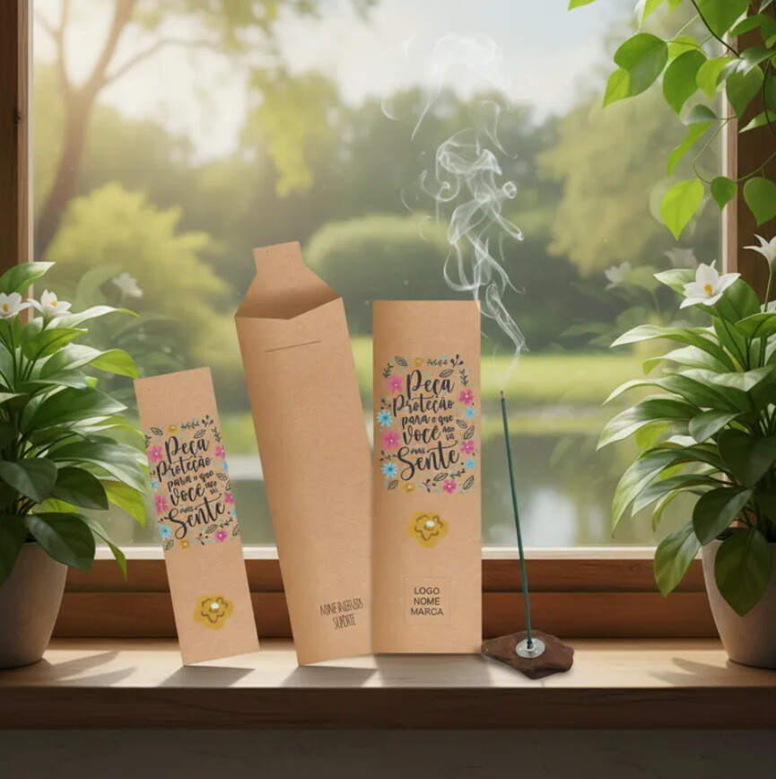 Kit Incenso Personalizado Flores Coloridas Linha Afetiva - 24un