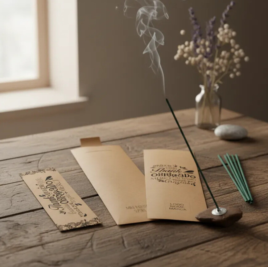Kit Incenso Personalizado Gratidão Kraft Renda Lembrancinha - 24