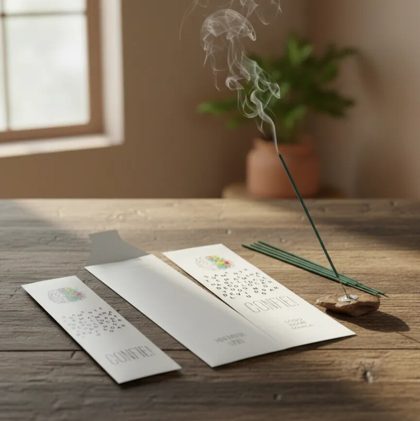 Kit Incenso Personalizado Mente Humana Saúde Mental Branco - 24u