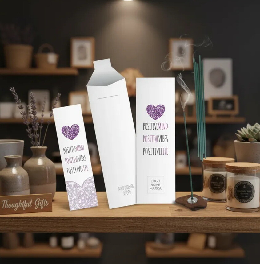Kit Incenso Personalizado Coração Mandala Lilás Mimo - 24un