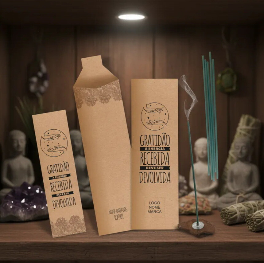 Kit Incenso Personalizado Mão Mística Renda Lembrancinha - 24un