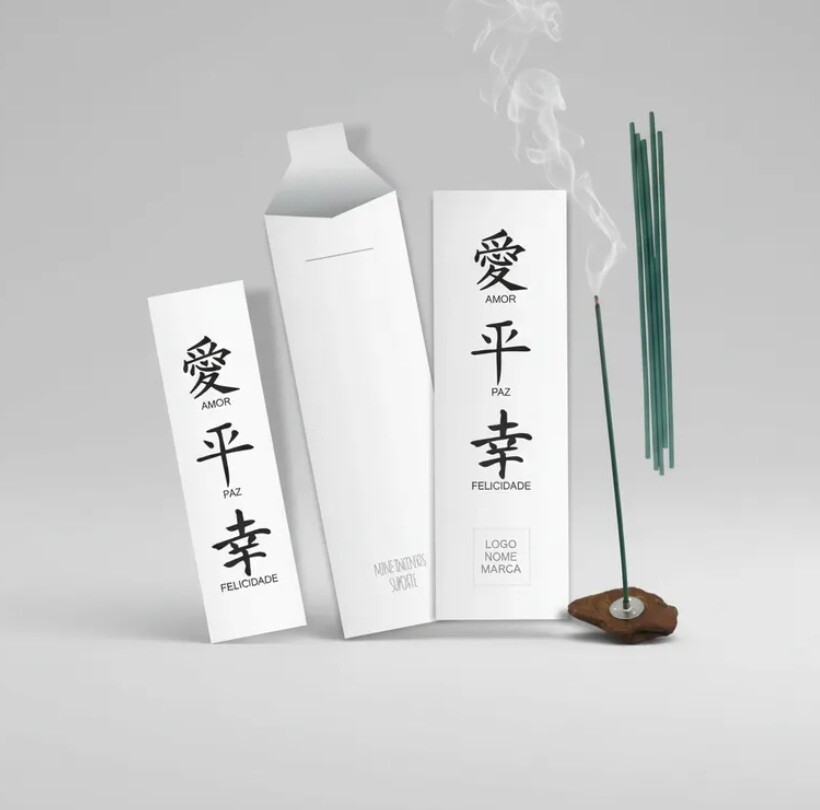 Kit Incenso Personalizado Ideograma Oriental Felicidade Mimo - 24