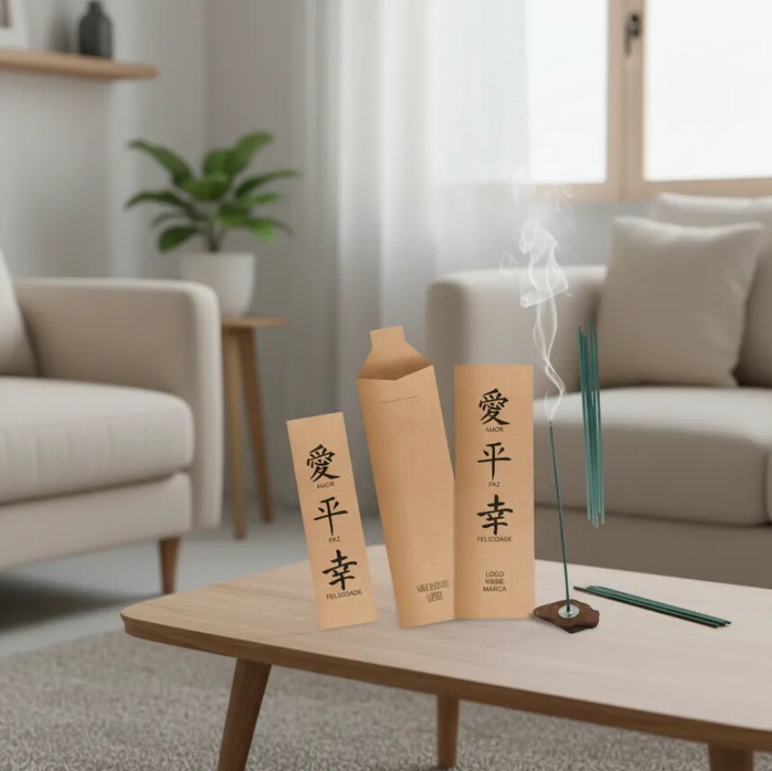 Kit Incenso Personalizado Ideograma Oriental Felicidade Mimo - 24