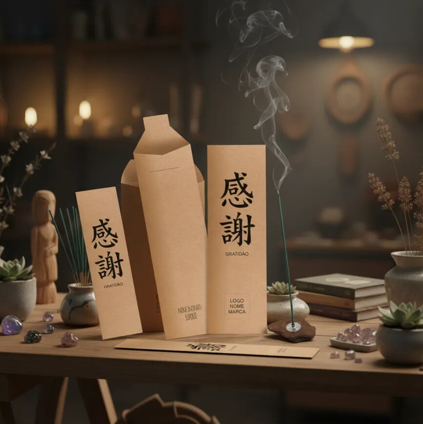 Kit Incenso Personalizado Ideograma Japonês Agradecimento - 24un