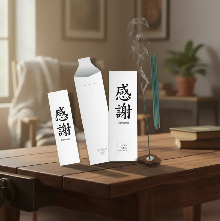 Kit Incenso Personalizado Ideograma Japonês Agradecimento - 24un