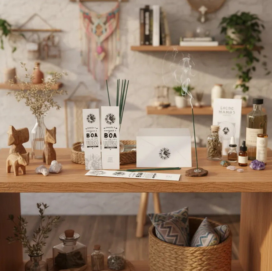 Kit Incenso Personalizado Místico Sol e Lua Kraft Mimo - 24un