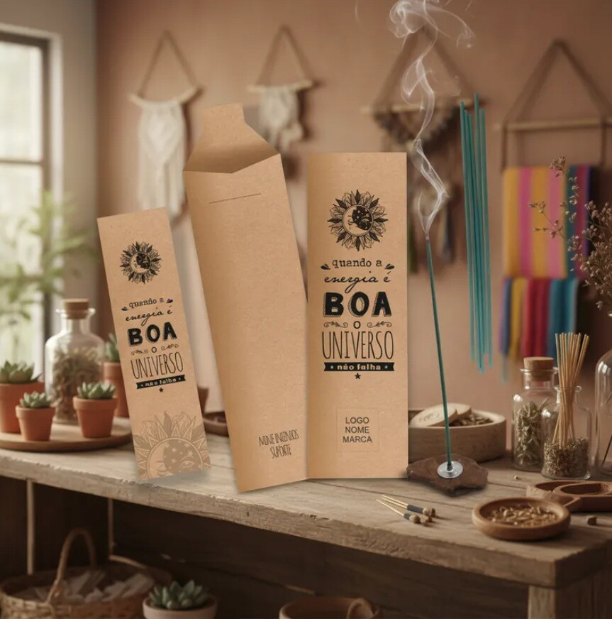 Kit Incenso Personalizado Místico Sol e Lua Kraft Mimo - 24un