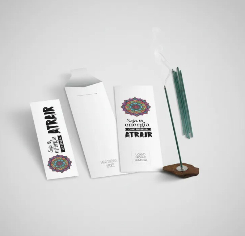 Kit Incenso Personalizado Mandala Colorida Mimo Branco - 24un