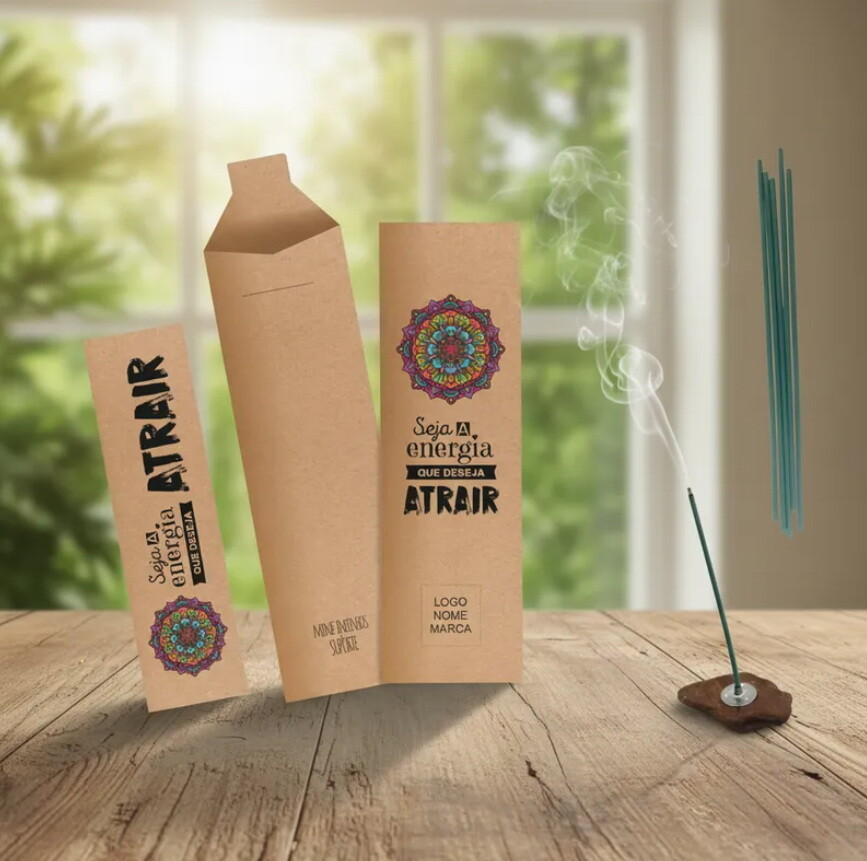 Kit Incenso Personalizado Mandala Colorida Mimo Branco - 24un