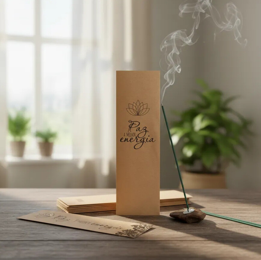 Kit Incenso Personalizado Flor de Lótus Renda Kraft Mimo - 24un