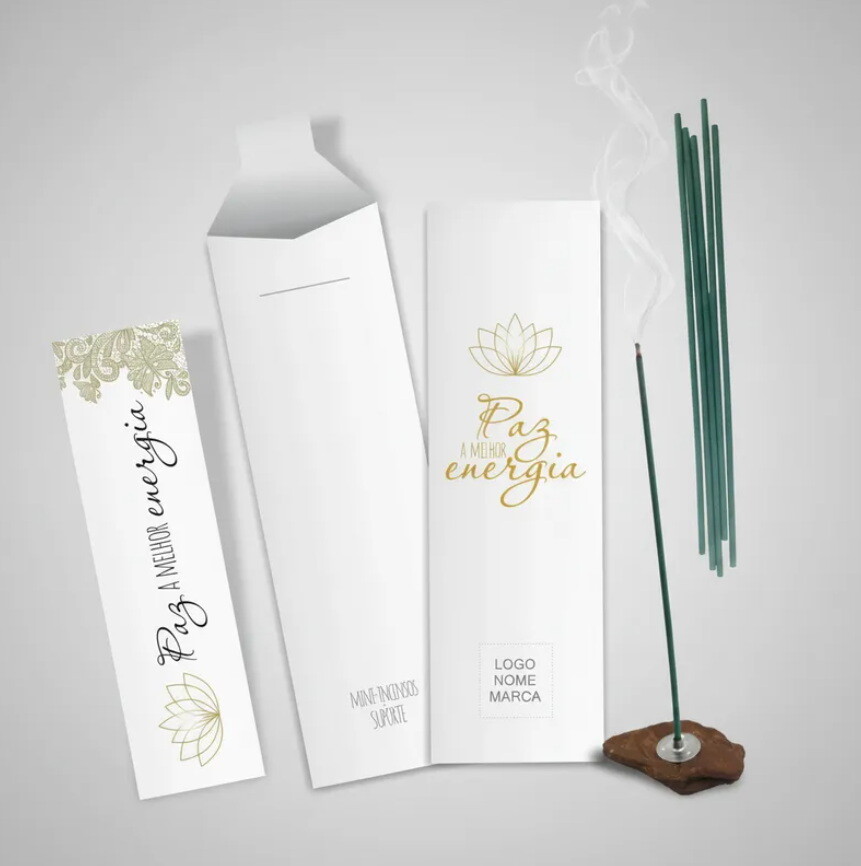 Kit Incenso Personalizado Flor de Lótus Renda Kraft Mimo - 24un