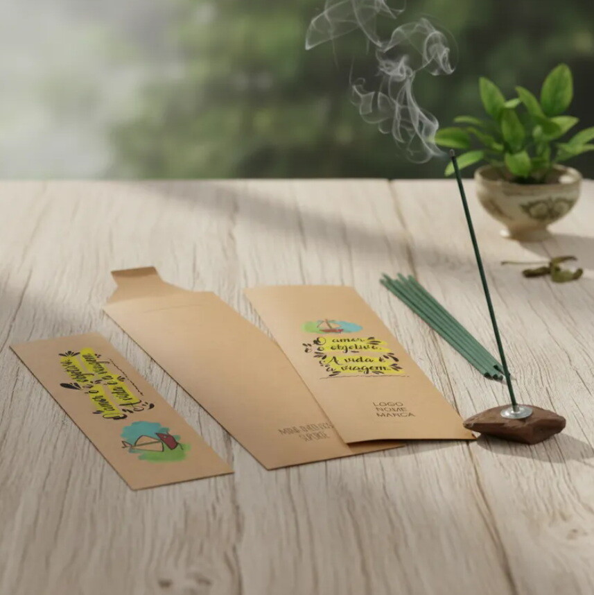 Kit Incenso Personalizado Barquinho Aquarela Mimo Branco - 24un