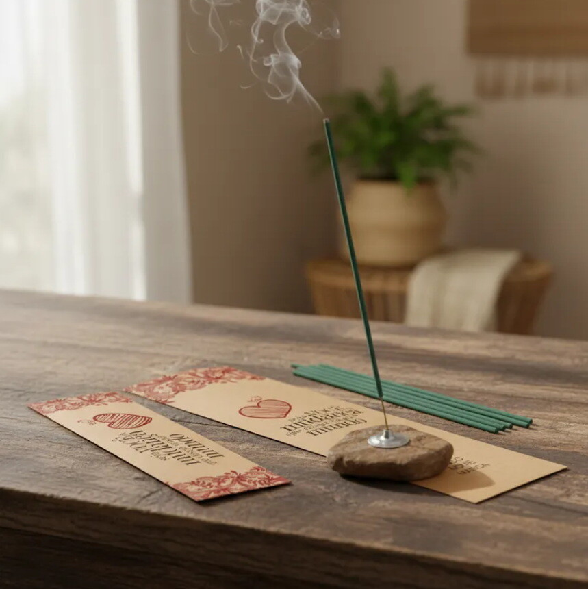 Kit Incenso Personalizado Coração Renda Marsala Lembrancinha - 