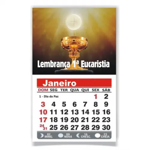 1ª EUCARISTIA - ÍMÃ DE GELADEIRA C/ CALENDÁRIO