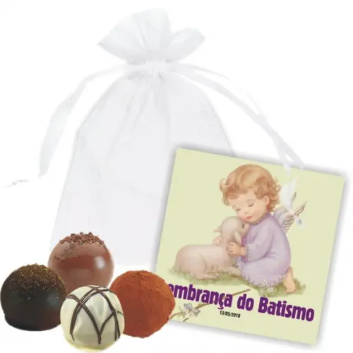 BATISMO - SAQUINHO DE ORGANZA + MINI CARTÃO - MOD.02