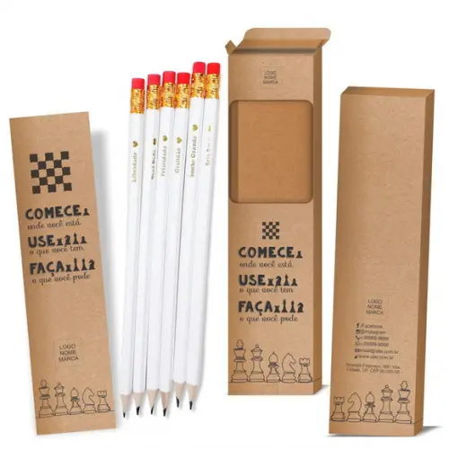 Caixa c/ 6 Lápis + Marca Página, Person. Kit Inspire! M002